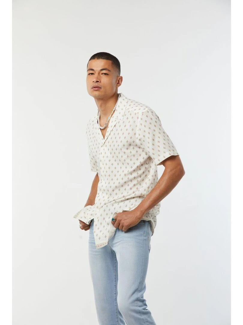 Lee Cooper   Chemise manches courtes viscose relax DARUS   Taupe