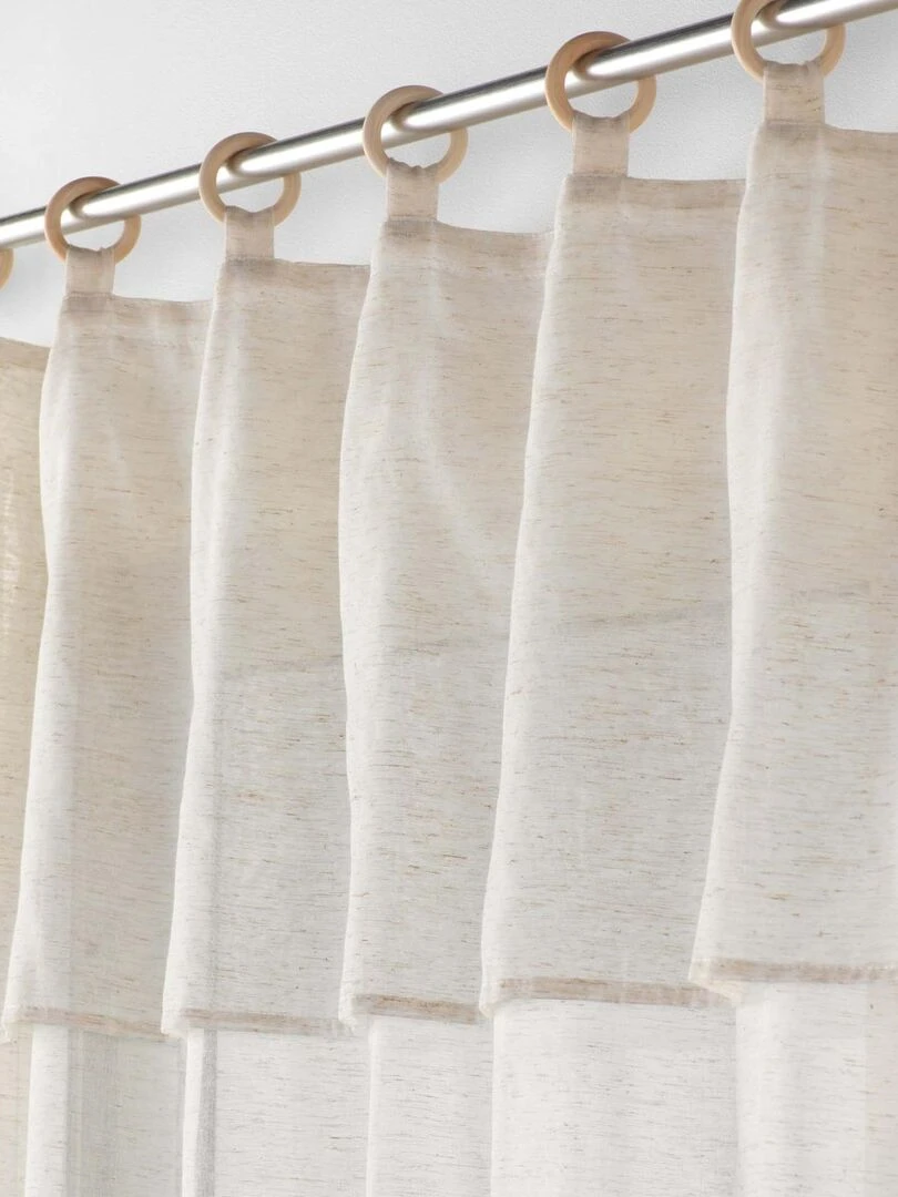 Voilage à volant et œillets en bois   Beige