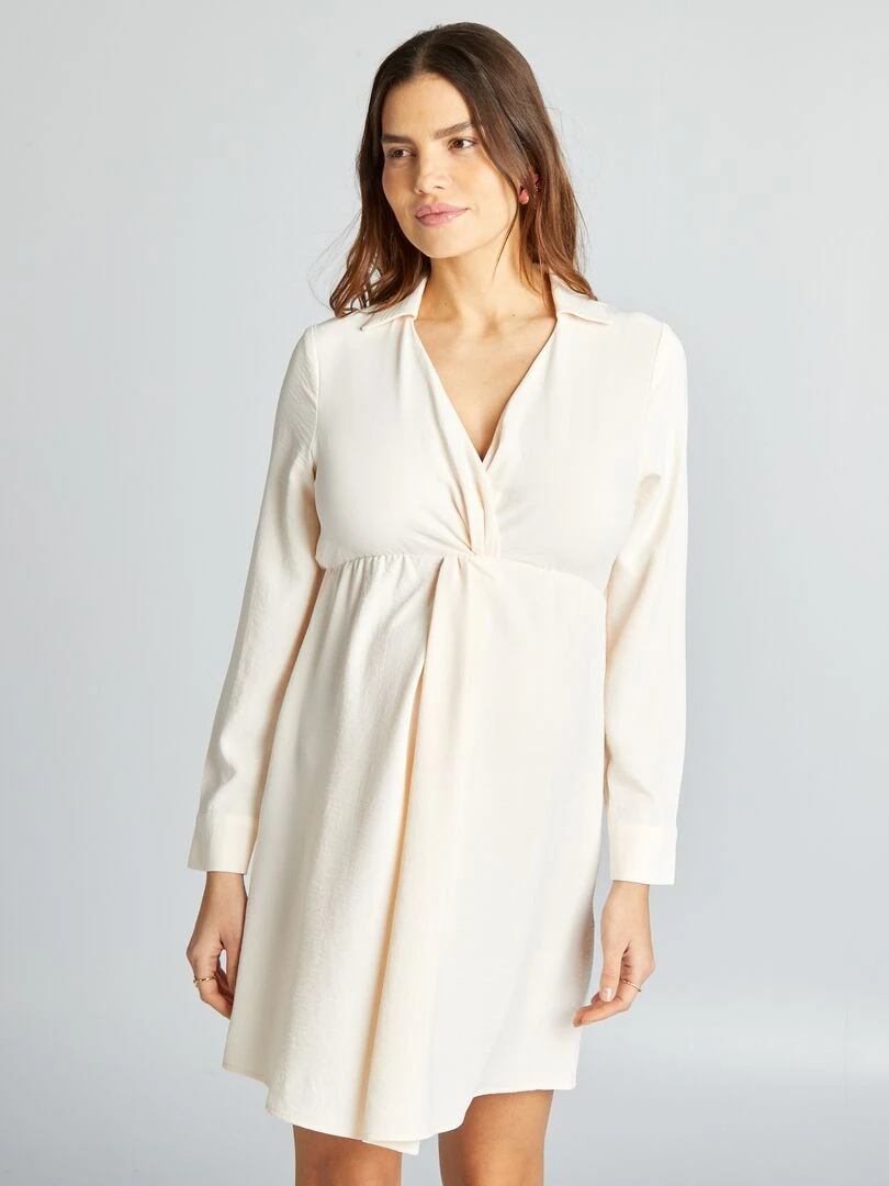 Robe grossesse cintrée et satinée Rose poudré