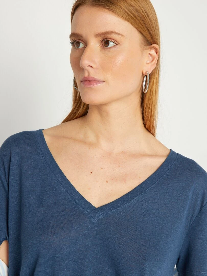 T shirt basique manches courtes   Marine