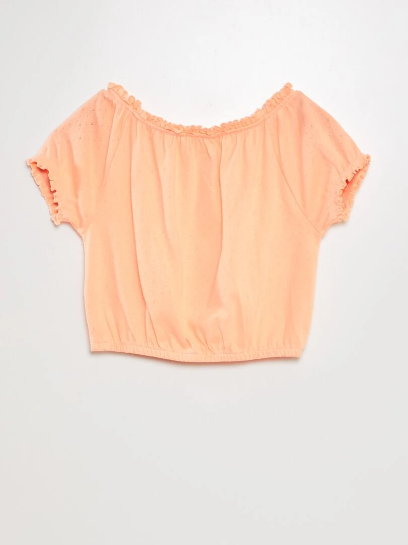 T shirt à bords élastiqués   Pêche
