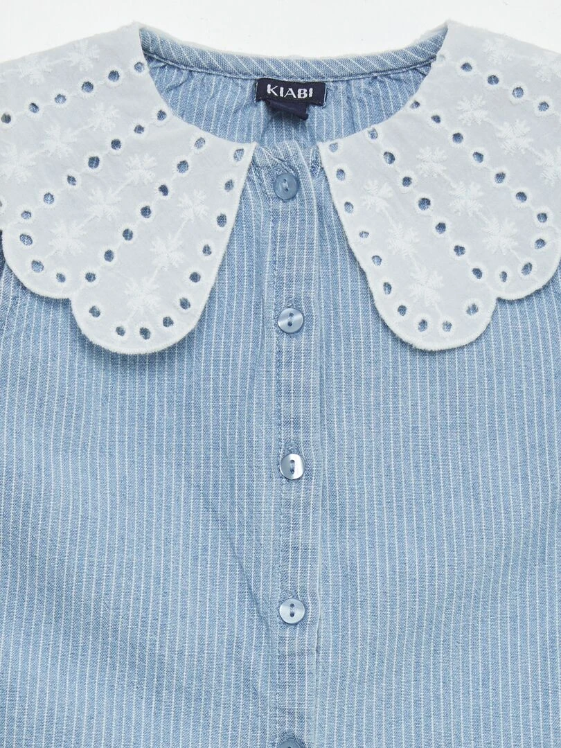 Ensemble chemise + bloomer + bandeau   Bleu chambray