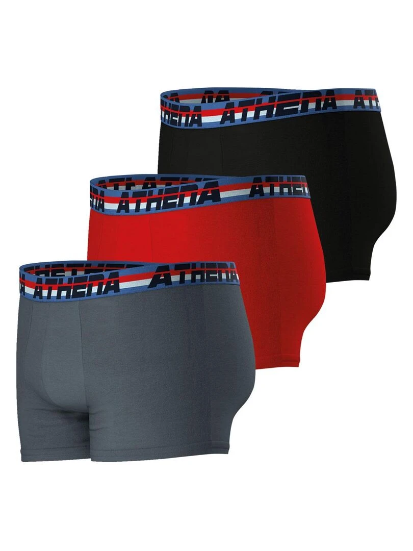 Lot de 3 boxers homme 720 Stretch Coton   Gris Rouge Noir