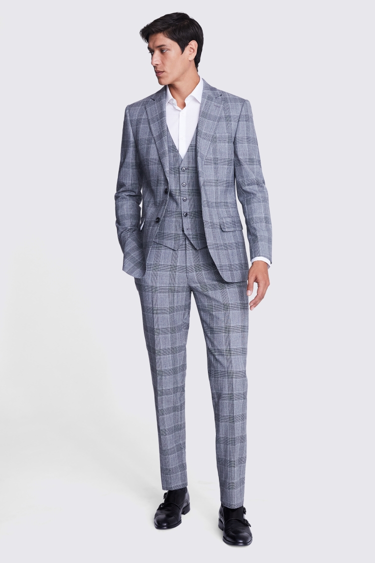 Tailored Fit Blue Check Performance Jacket    Buy Online at Moss