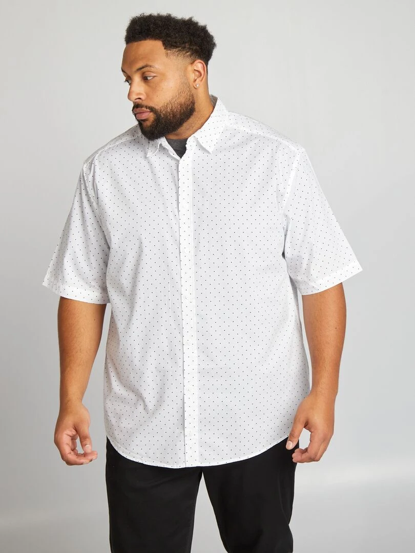Chemise manches courtes à motif   Blanc pois