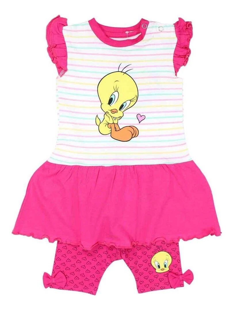 Looney Tunes Ensemble T shirt legging bébé fille Imprimé Titi Rose fushia