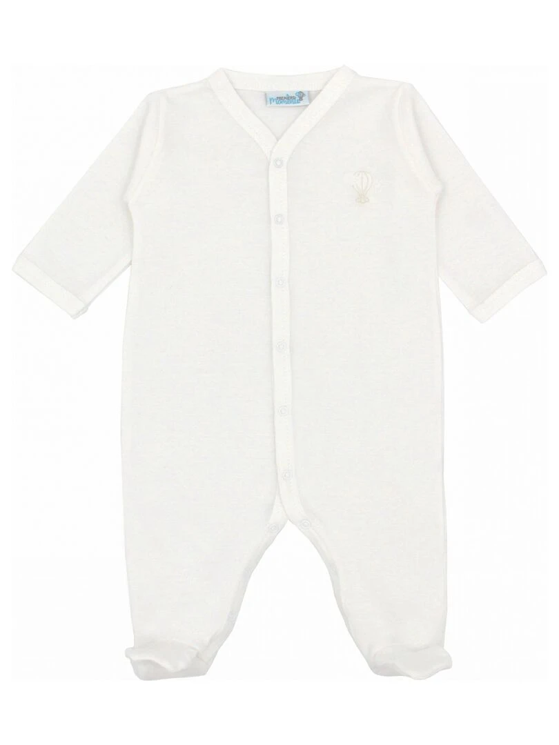 Pyjama été léger   100% coton biologique   1 à 6 mois   Blanc