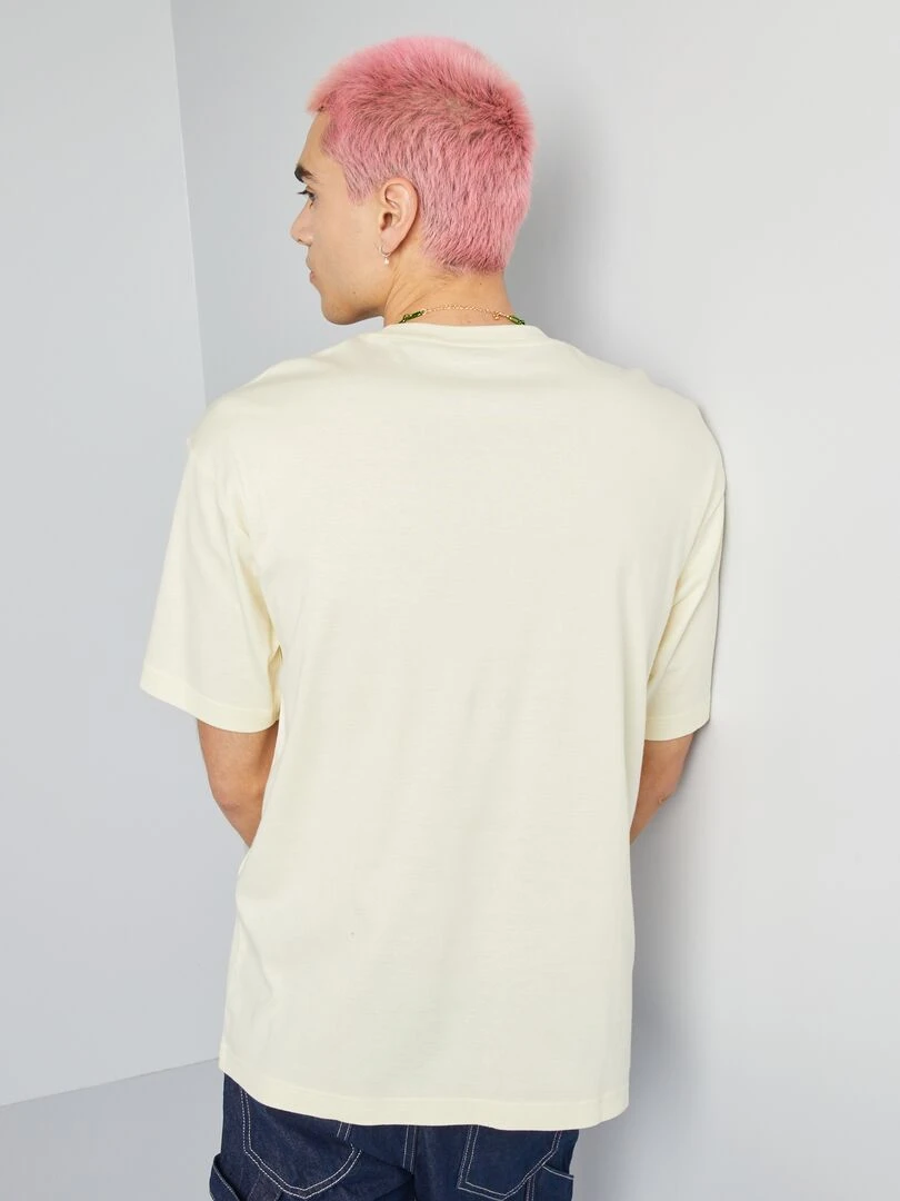 T shirt col rond en coton   Jaune