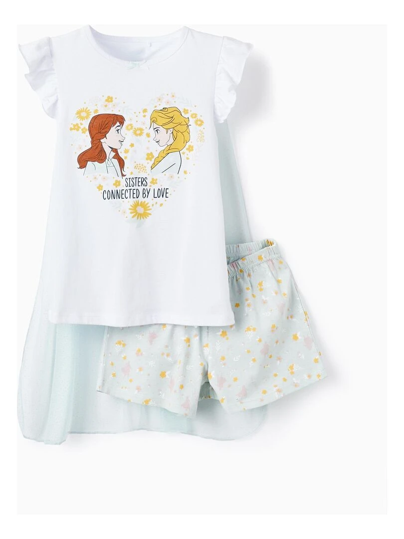Pyjama avec Cape Amovible en Tulle pour Fille 'Frozen' manches courtes FROZEN Blanc