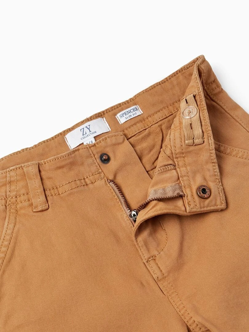 Pantalon Chino En Sergé De Coton Pour Garçon 'Slim Fit'  BROTHERS&SISTERS   Beige