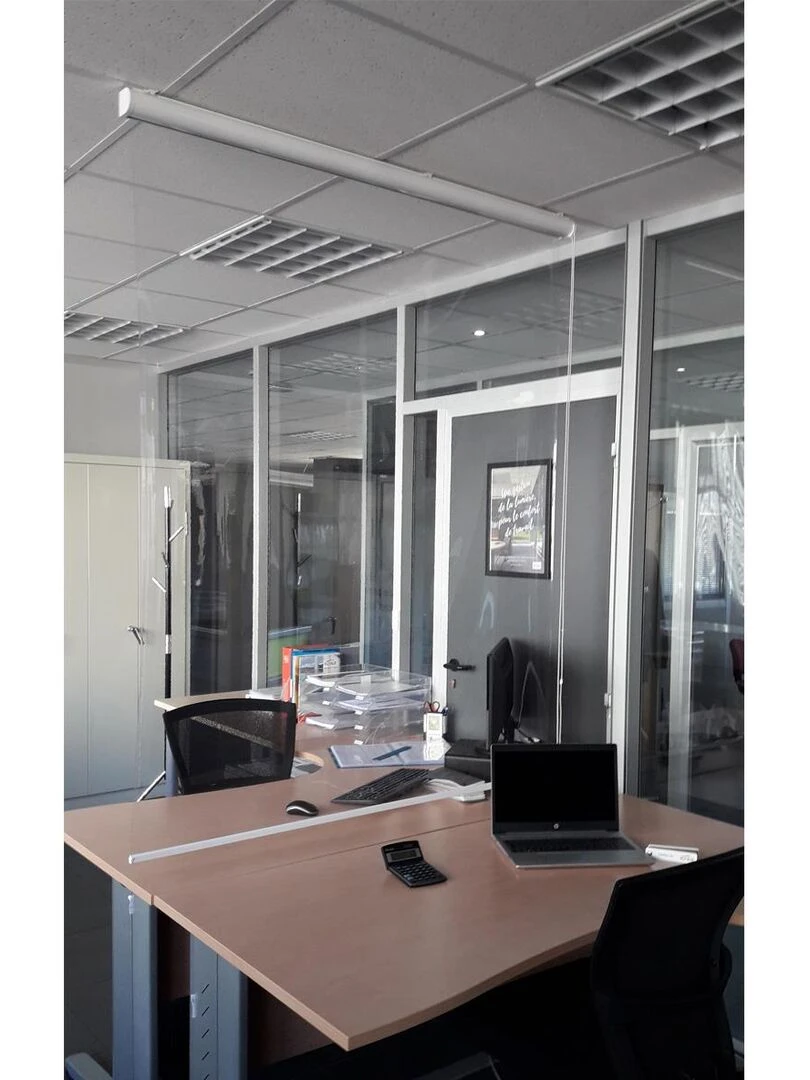 Store de protection PARAVIRUS séparateur de bureau   Gris clair