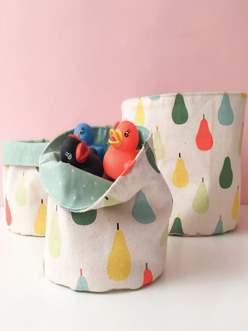 Lot de 3 paniers de rangement gigognes Poire   Vert