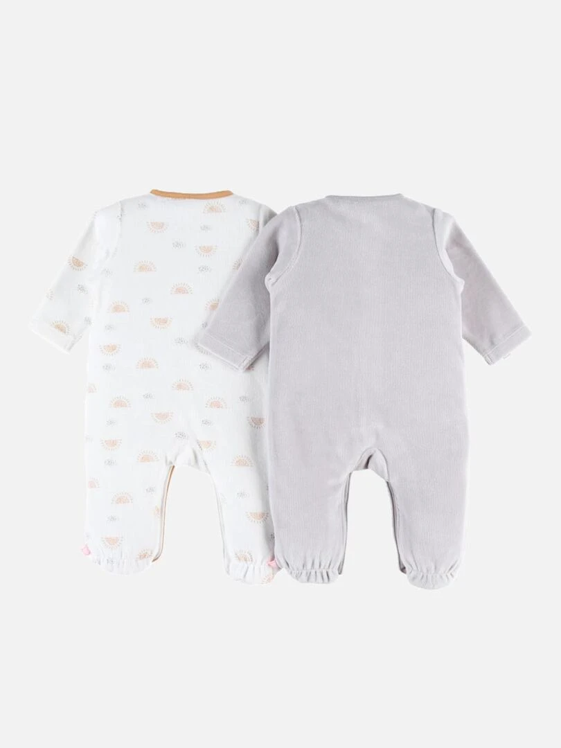 Set de 2 pyjamas 1 pièce en velours clair/écru Noukie's Blanc