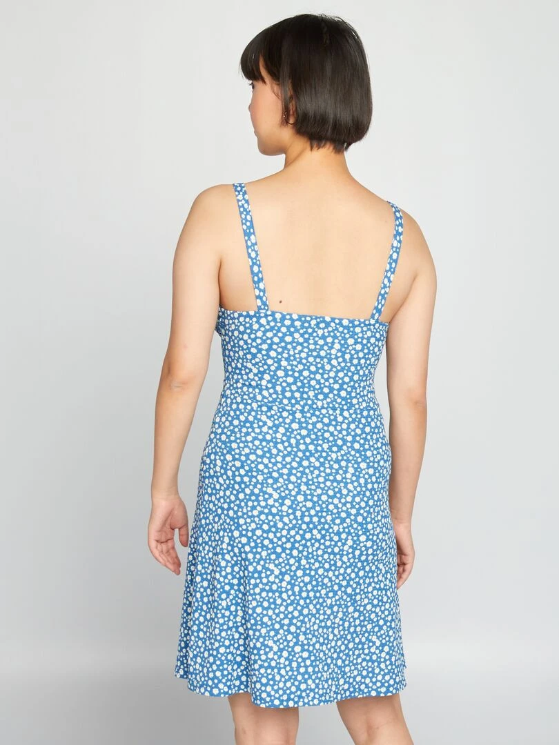 Robe à fines bretelles avec imprimé   Bleu