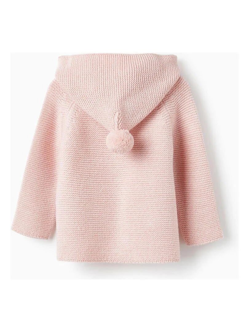 Manteau en Maille avec Capuche et Pompon pour Bébé Fille SPRING BEGINS Rose