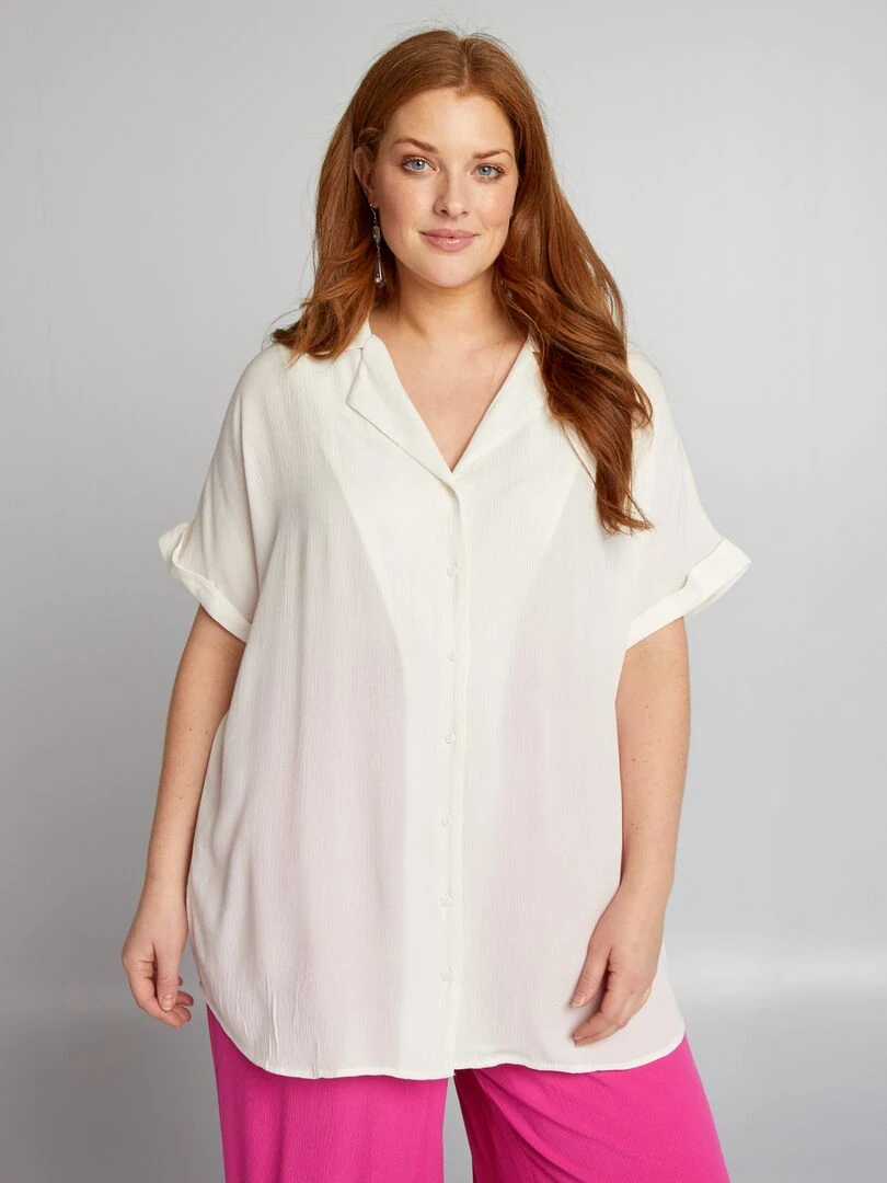 Chemisier à col pyjama   Blanc