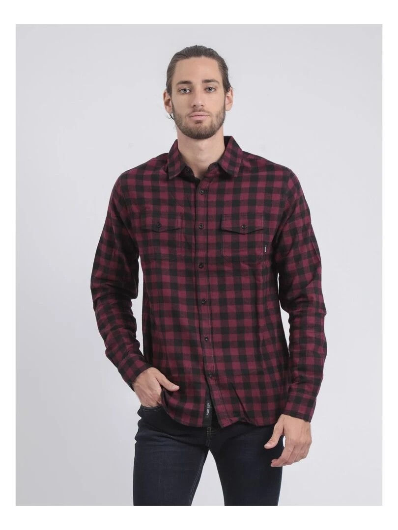Chemise manches longues carreaux TOMALAX Bordeaux
