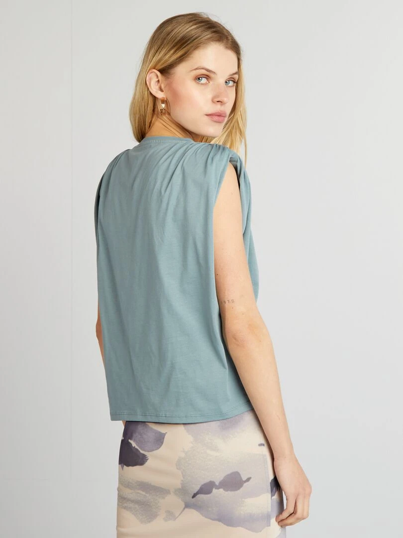 Tee shirt sans manches avec épaulettes   Bleu gris