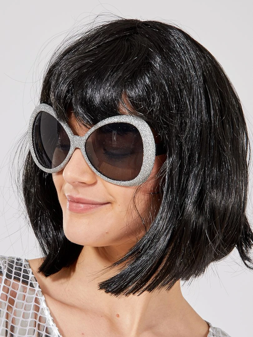 Lunettes maxi à paillettes argent
