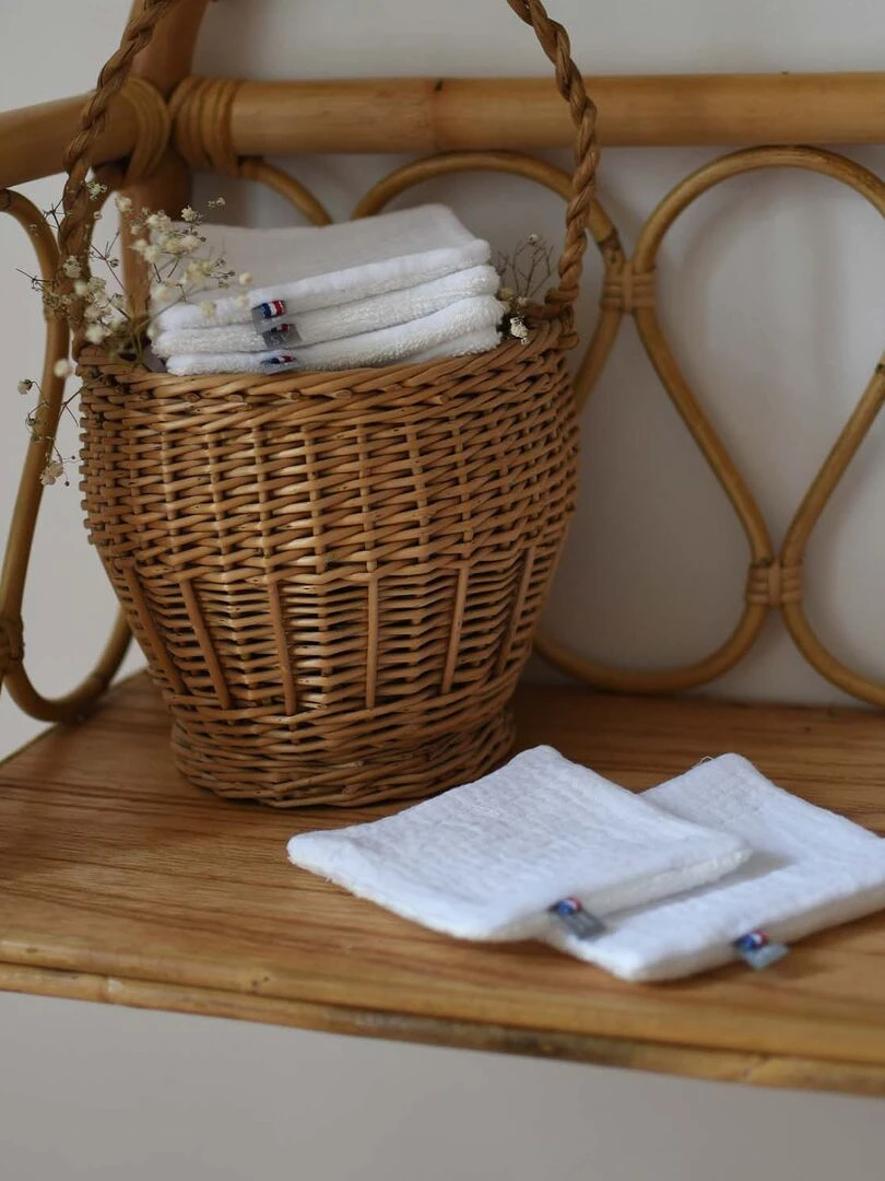 Pochon distributeur et ses 8 lingettes lavables  Jeanne   Marron noisette