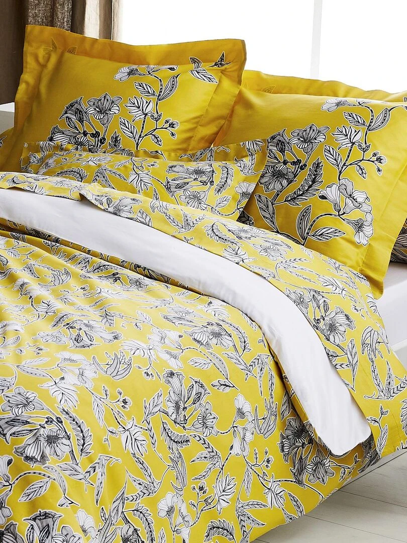 Parure de lit en satin Botanic Jaune or