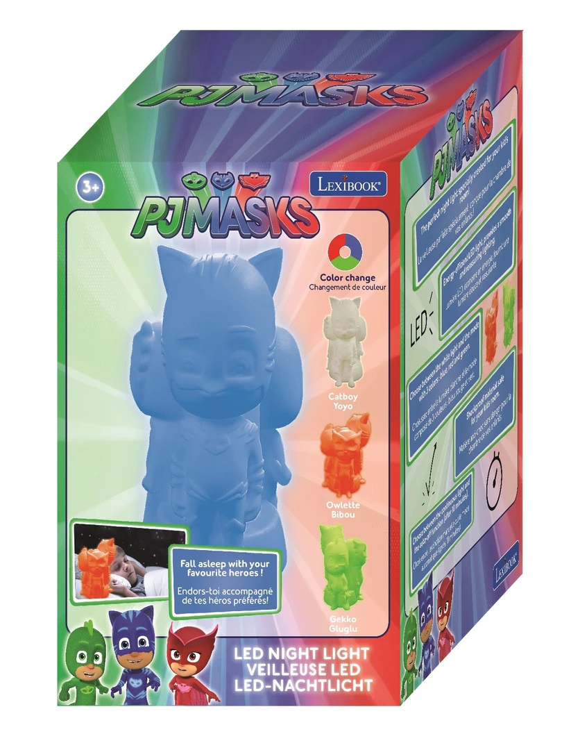 Les Pyjamasques Veilleuse En 3d Env 20 Cm Avec Diffusion Lumière En Couleurs   Transparent