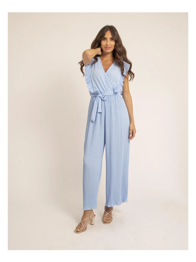 Combi pantalon plissée EDENA Bleu ciel