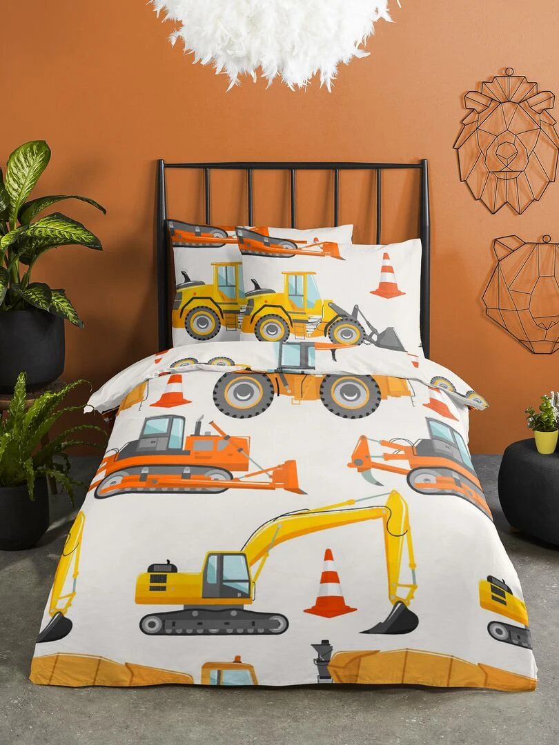 Parure de lit 'travaux' 1 personne Orange