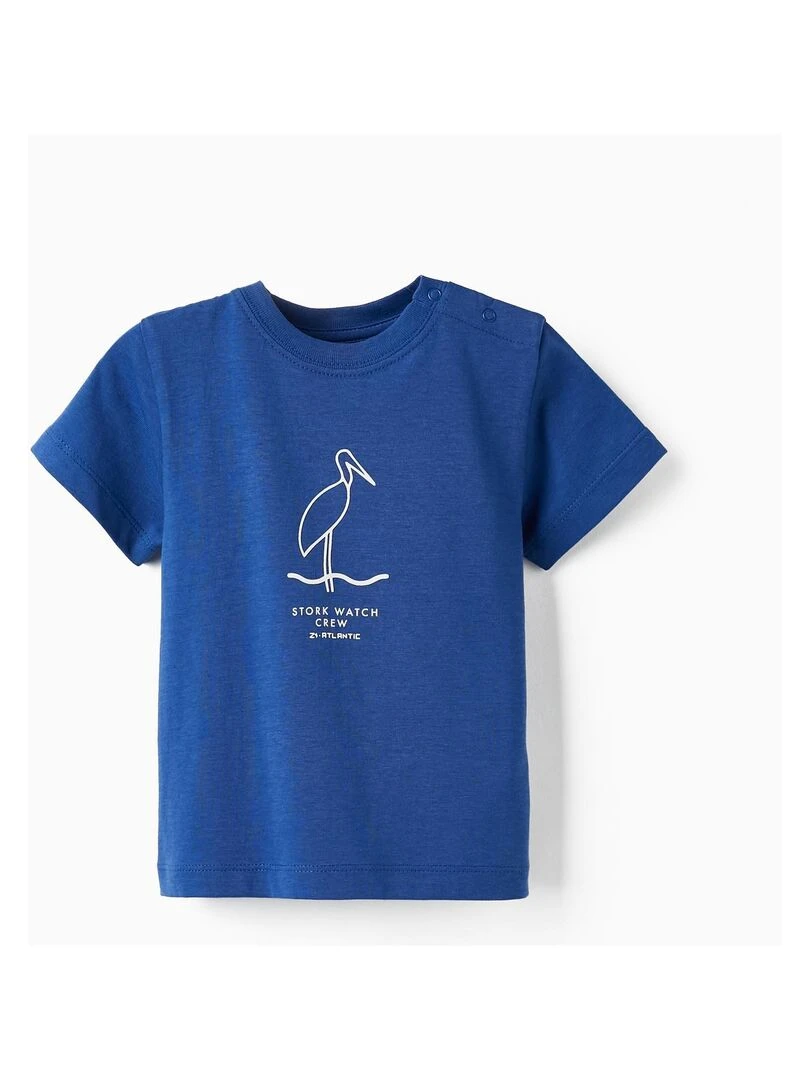 T shirt en coton pour bébé garçon 'Stork Watch Crew' manches courtes ATLANTIC COMPANY Bleu foncé
