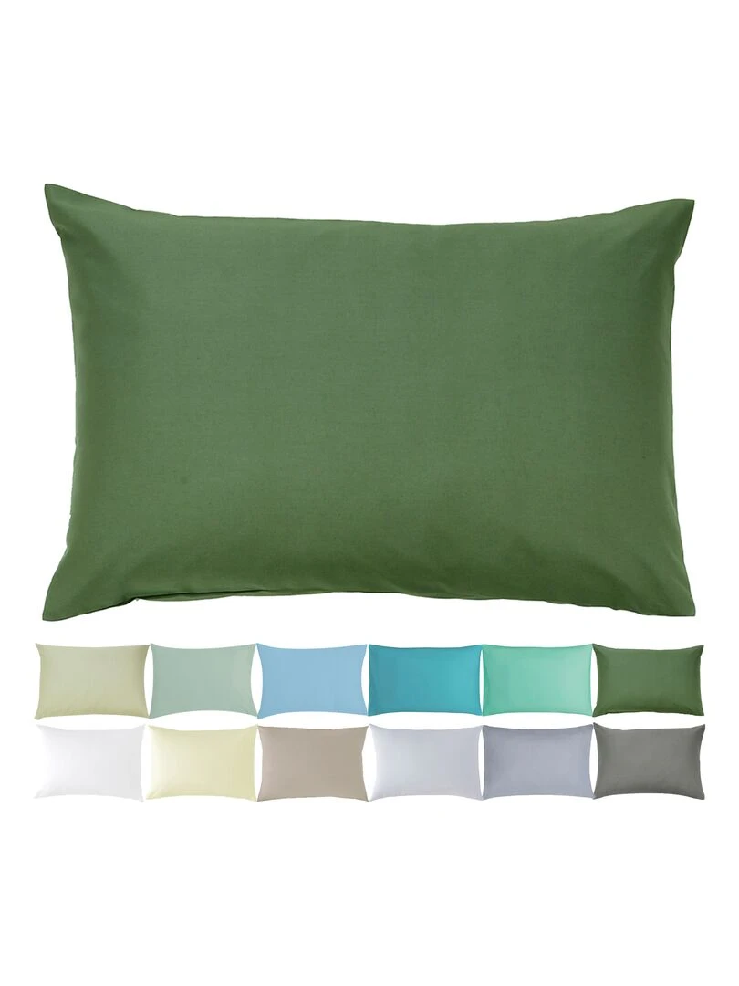 Taie d'oreiller bébé 100% coton Bio 'P'tit Basile' Vert kaki