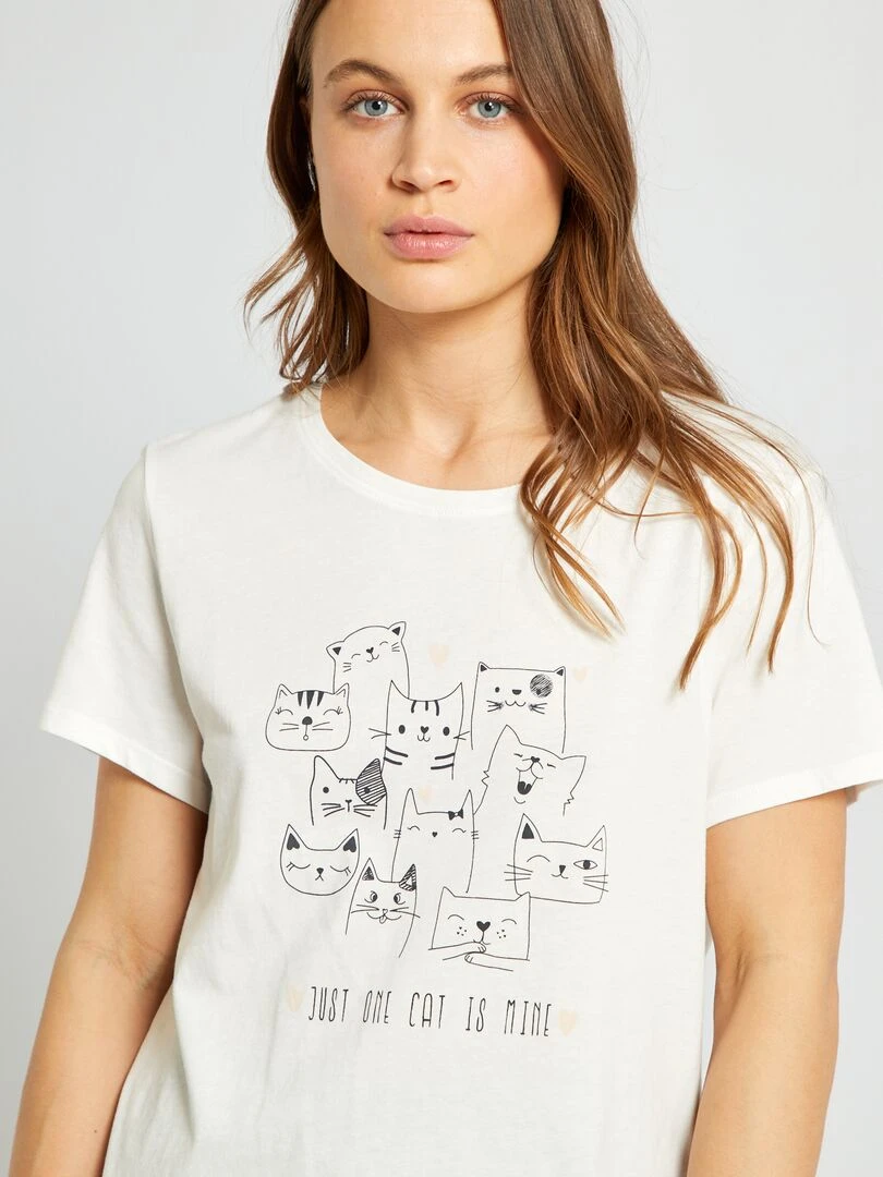 Tee shirt en maille jersey   Blanc