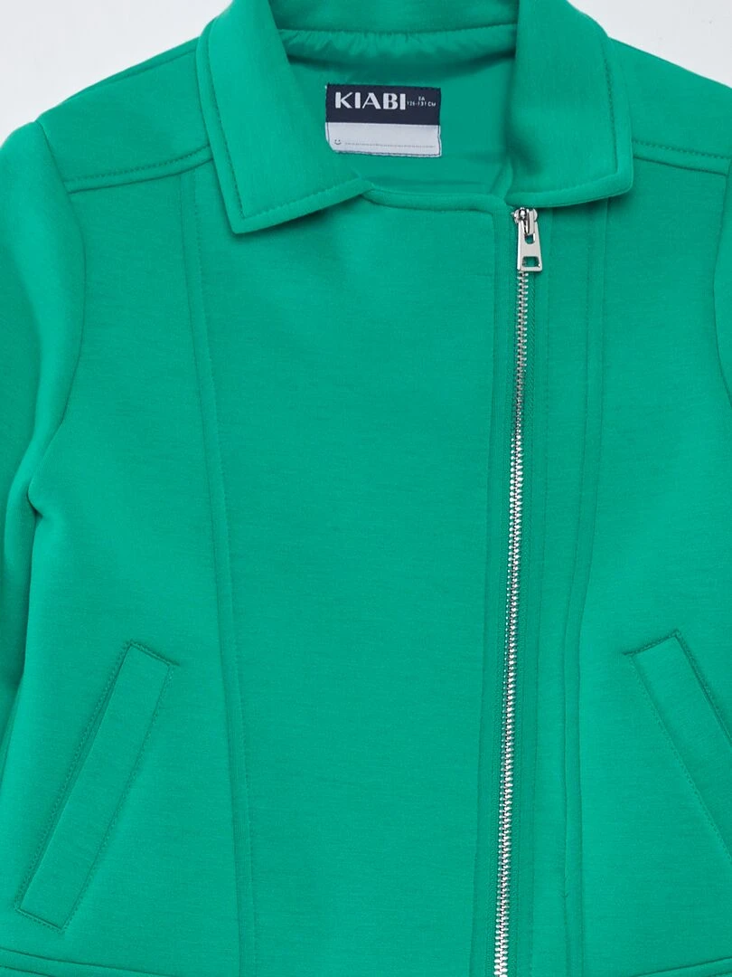 Veste en maille avec ouverture zippée asymétrique   VERT