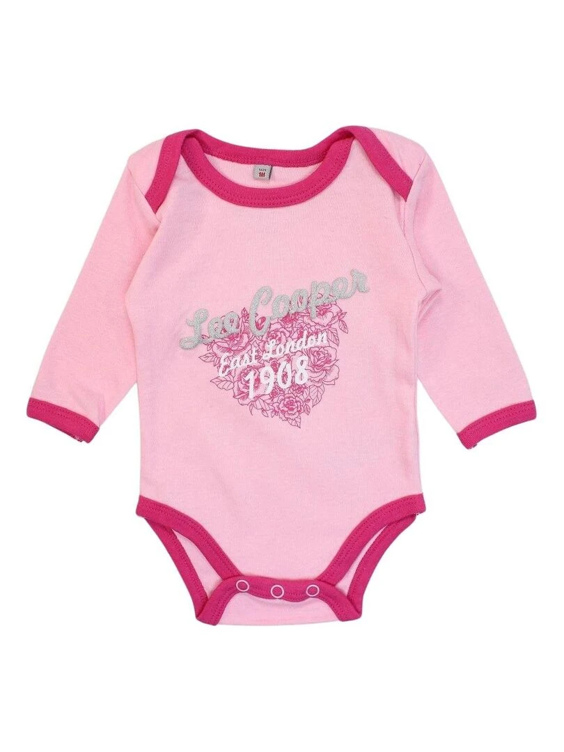 Lee Cooper Lot de 2 bodys bébé fille en coton Rose fushia