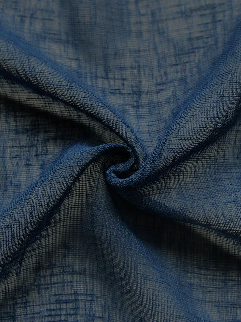 Voilage en étamine       Effet lin   Bleu