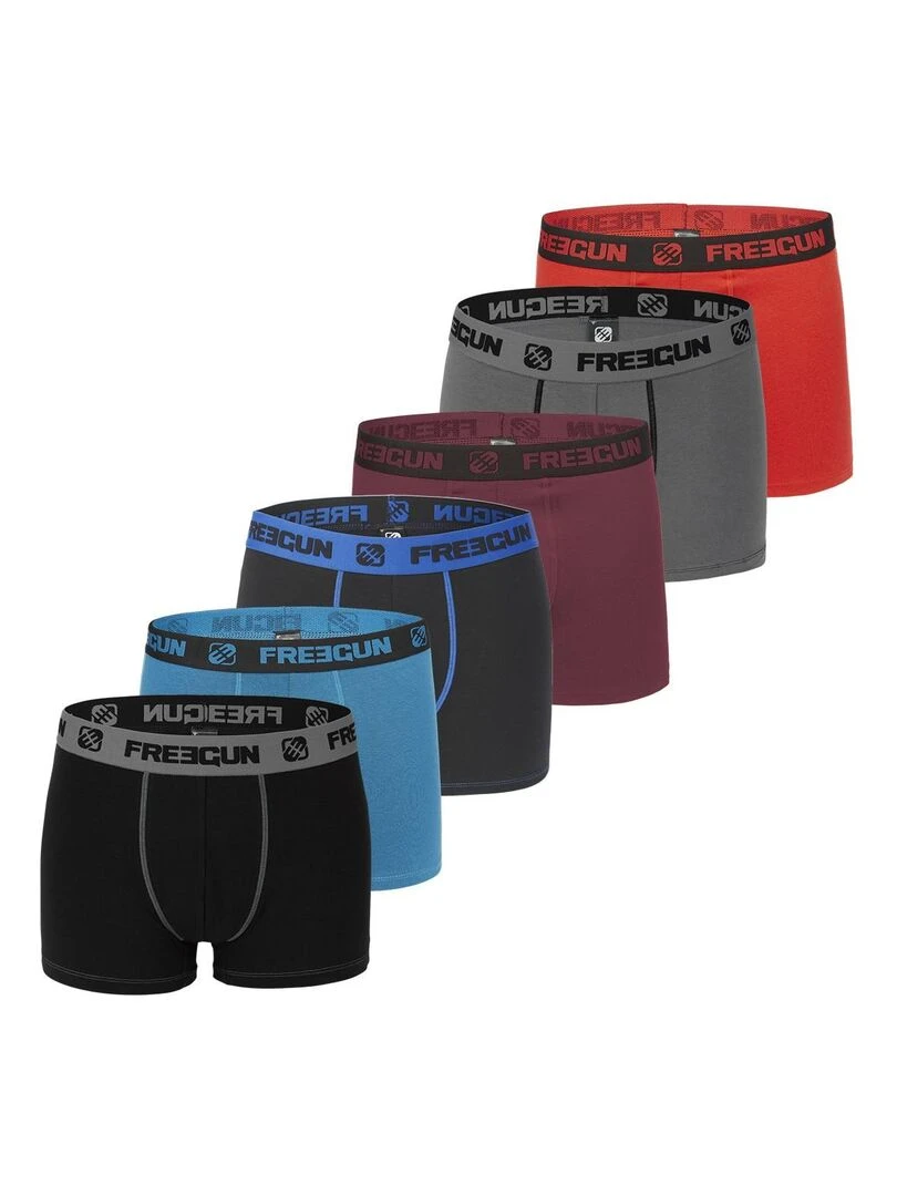 Pack Surprise de 6 Boxers coton homme Freegun Noir