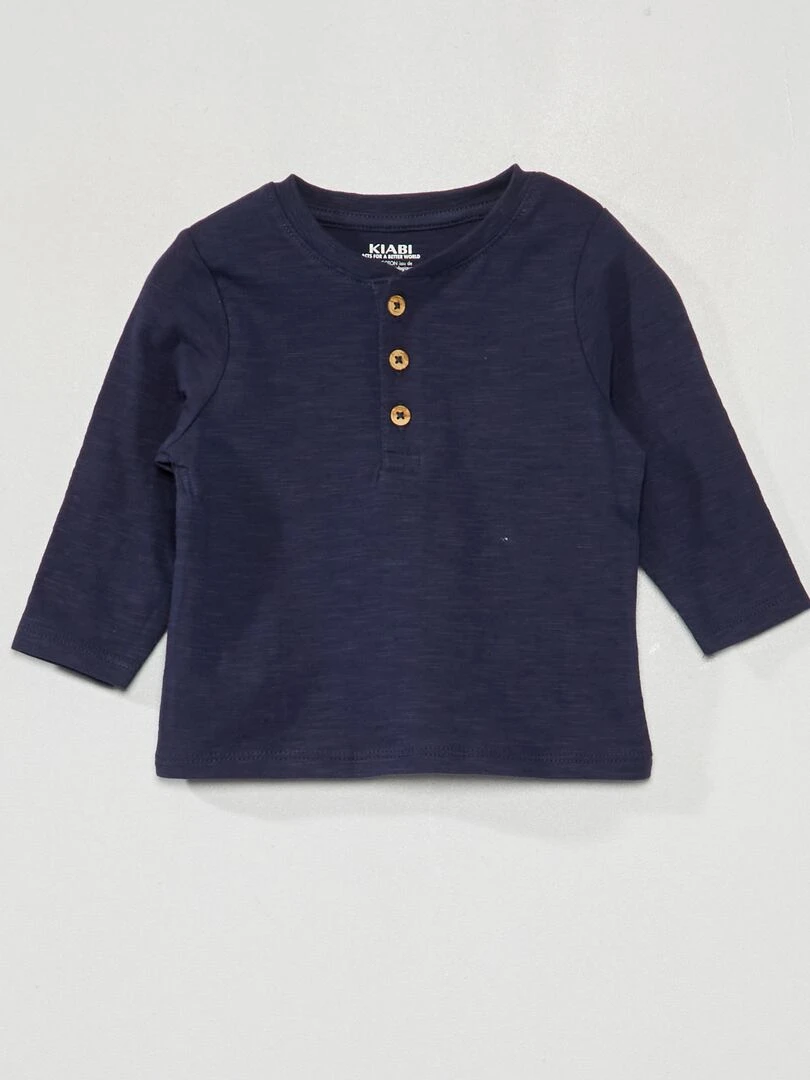 T shirt en jersey à manches longues bleu noir