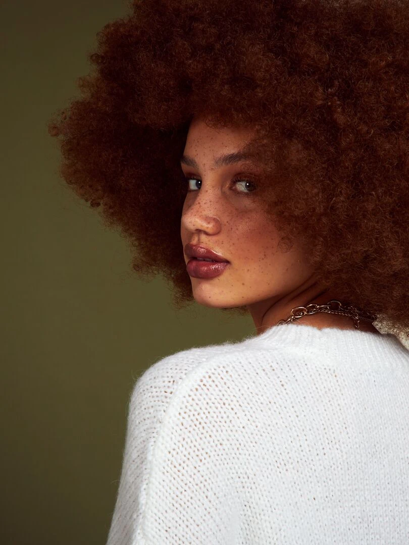 Pull court en maille   Blanc