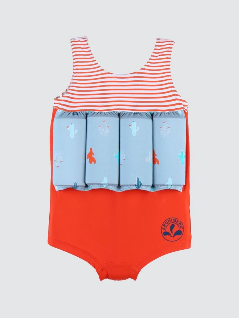 Maillot bouée à imprimé cactus  rouge/bleu clair   Archimède   Bleu