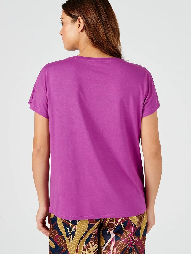 Tee shirt uni à sequins.   Damart   Violet
