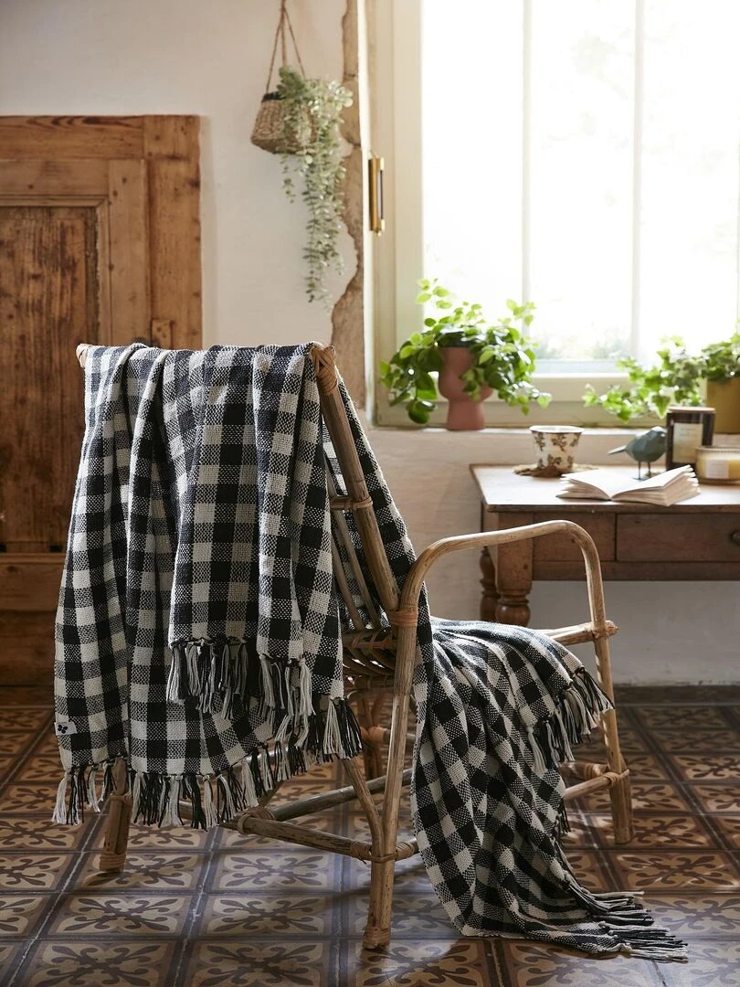 Plaid a franges Gabriel Noir