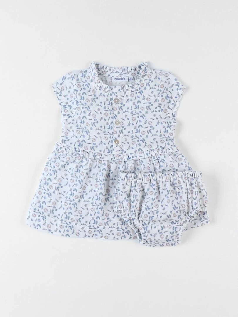 Set robe + bloomer fleuri Noukie's Bleu