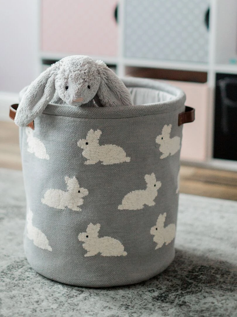 Panier de rangement en coton   Gris clair