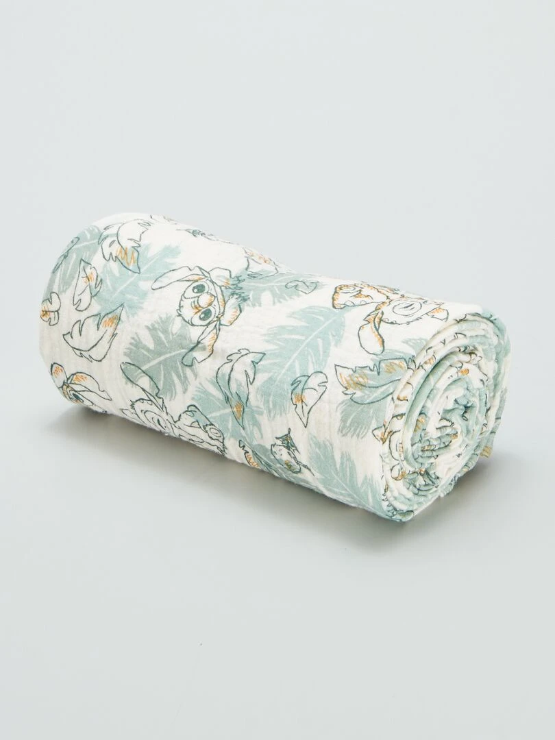Lot de 2 langes en gaze de coton 'Stitch' Vert