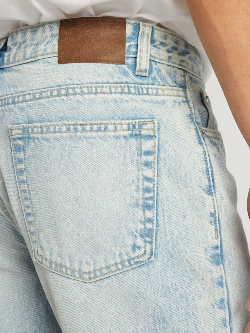 Jean droit à 5 poches effet délavé   Bleu