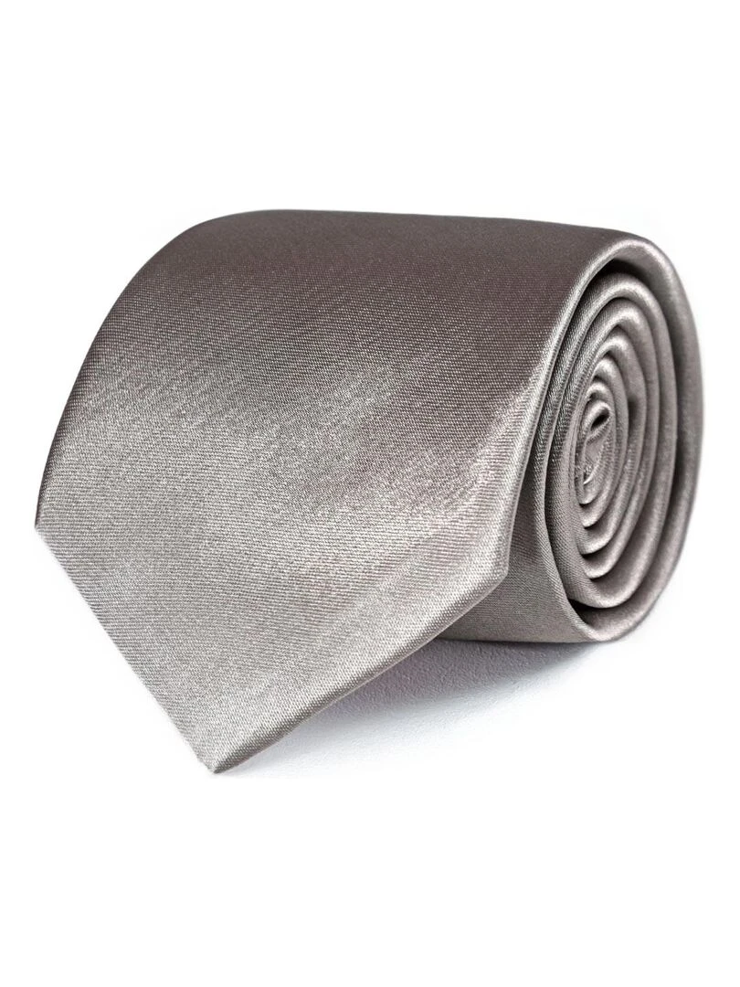 Cravate Satin Unie Fabriqué en Europe Gris Marron