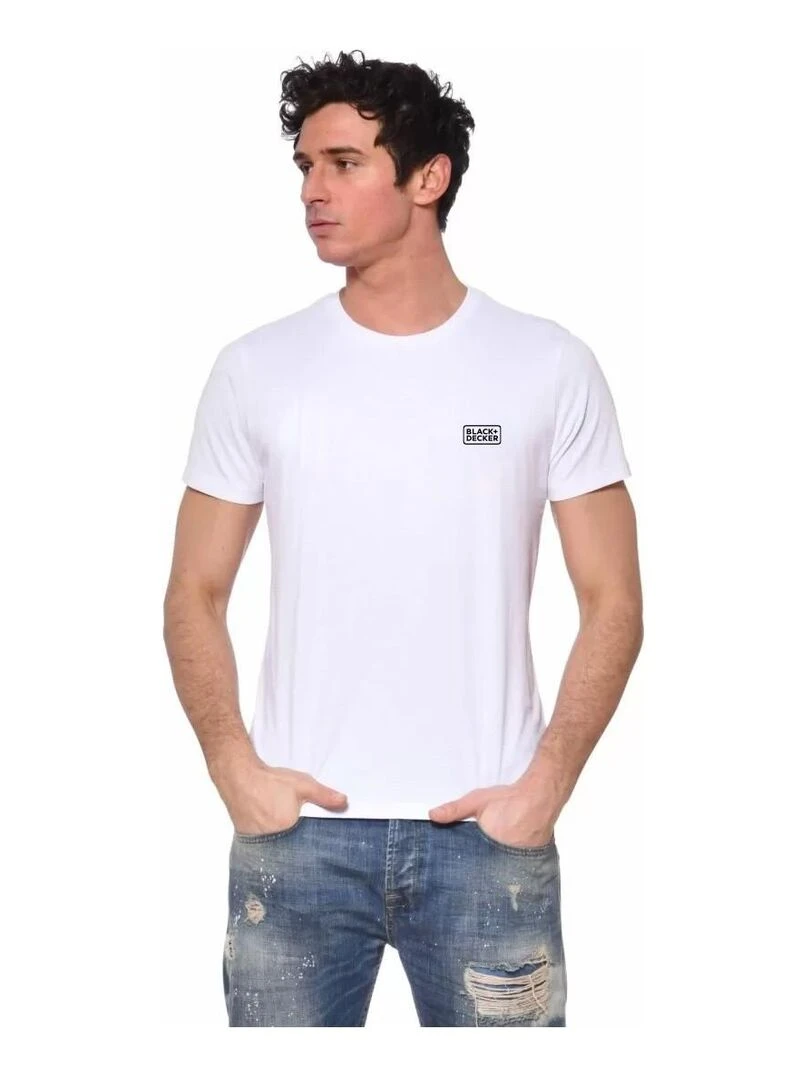 Lot de 2 t shirts homme manches courtes en coton 140gr/m² Black & Decker Blanc