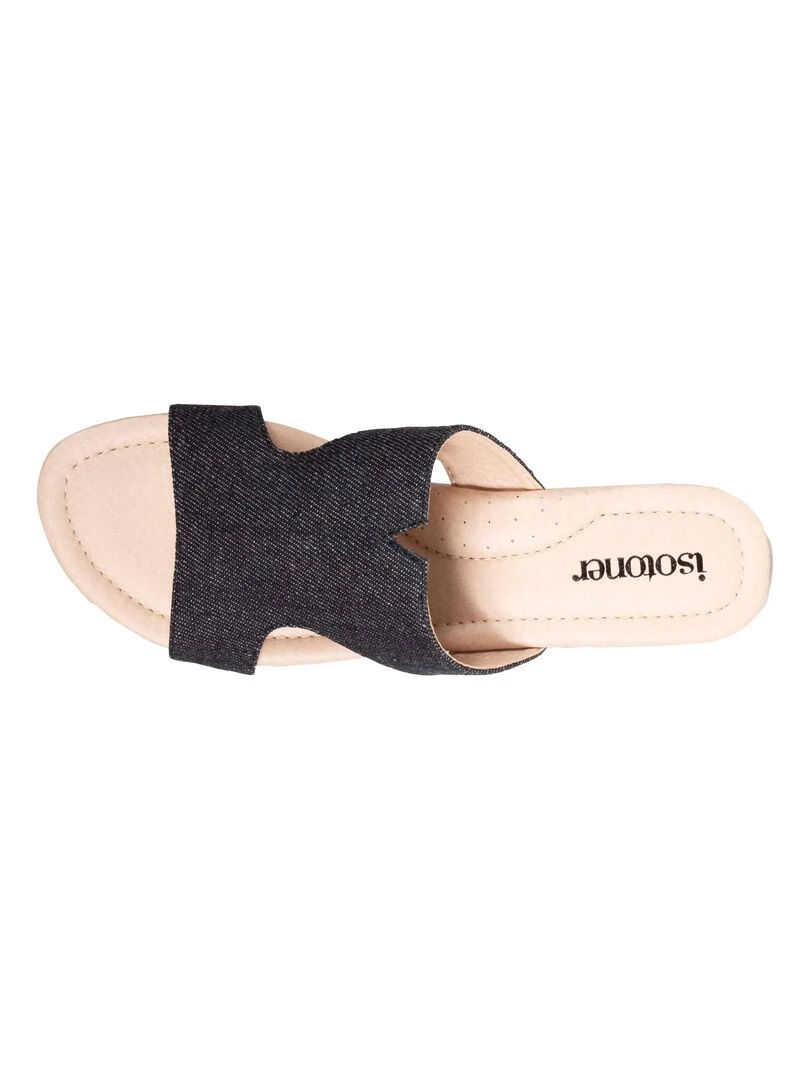 Mules claquettes Femme talon Jean Noir Noir