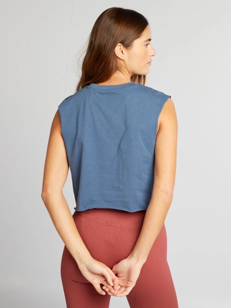 T shirt de sport cropped sans manches   Bleu