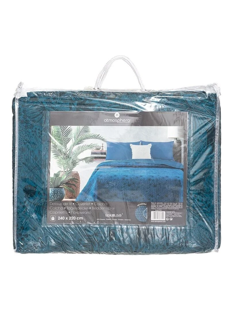 Dessus de lit imprimé Coloni 220x240 cm   Bleu