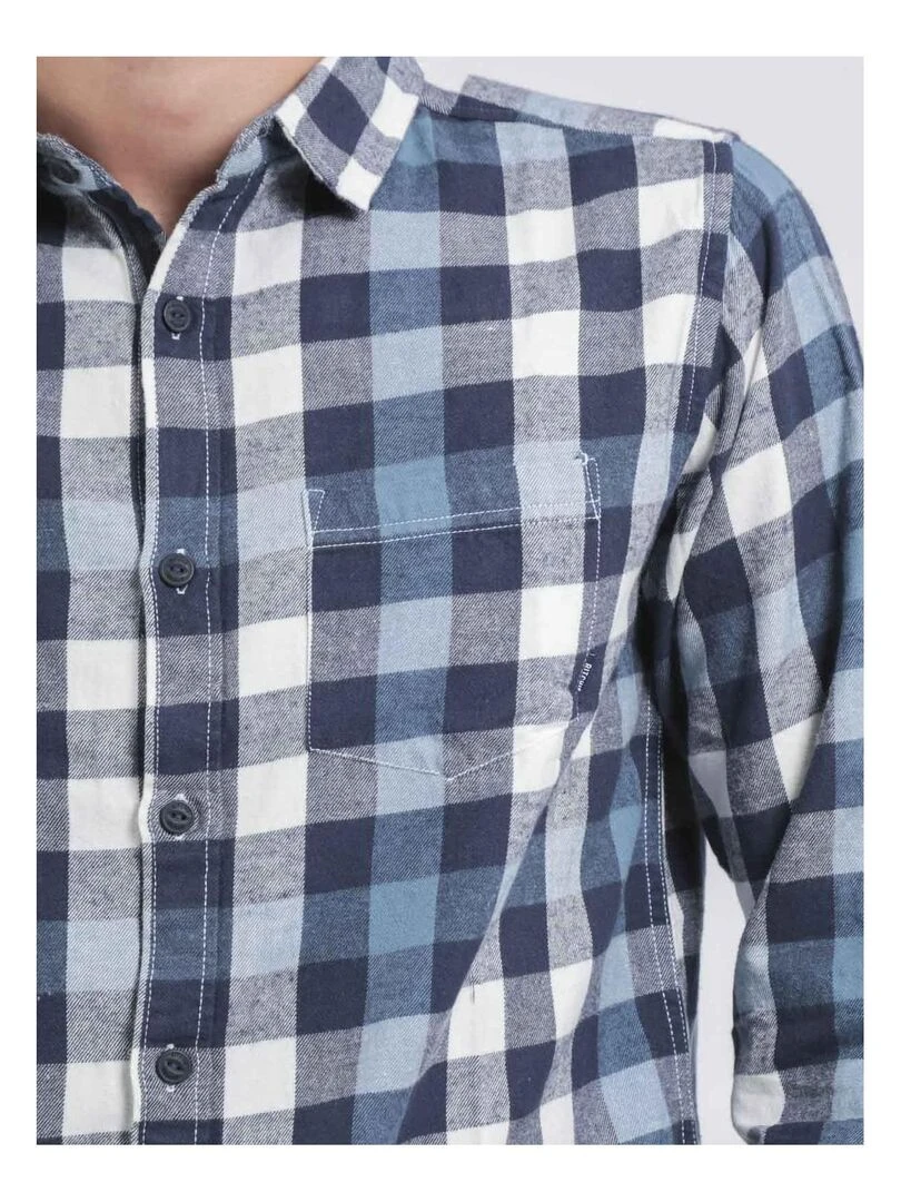 Chemise manches longues carreaux TAKOS   Bleu marine